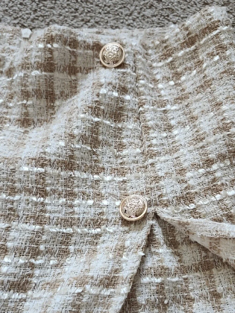 SHEIN Cream and Tan Tweed Skort Shorts - Picture 5 of 9